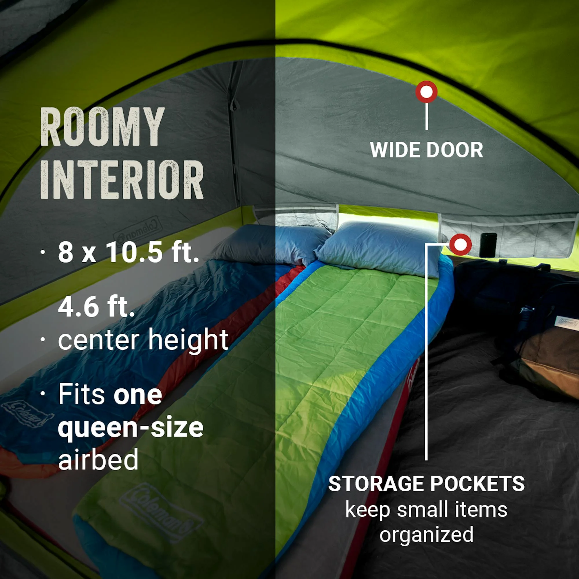 Coleman Skydome? 4-Person Camping Tent with Screen Room, Rock Grey - Image 6