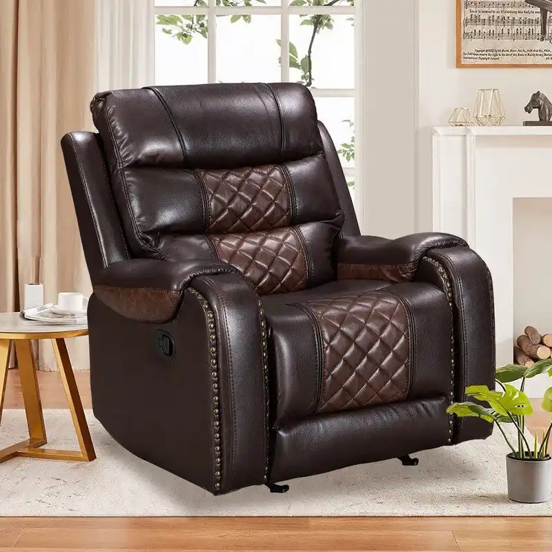 Spacious Faux Leather American-Style Recliner Chair for Living Room