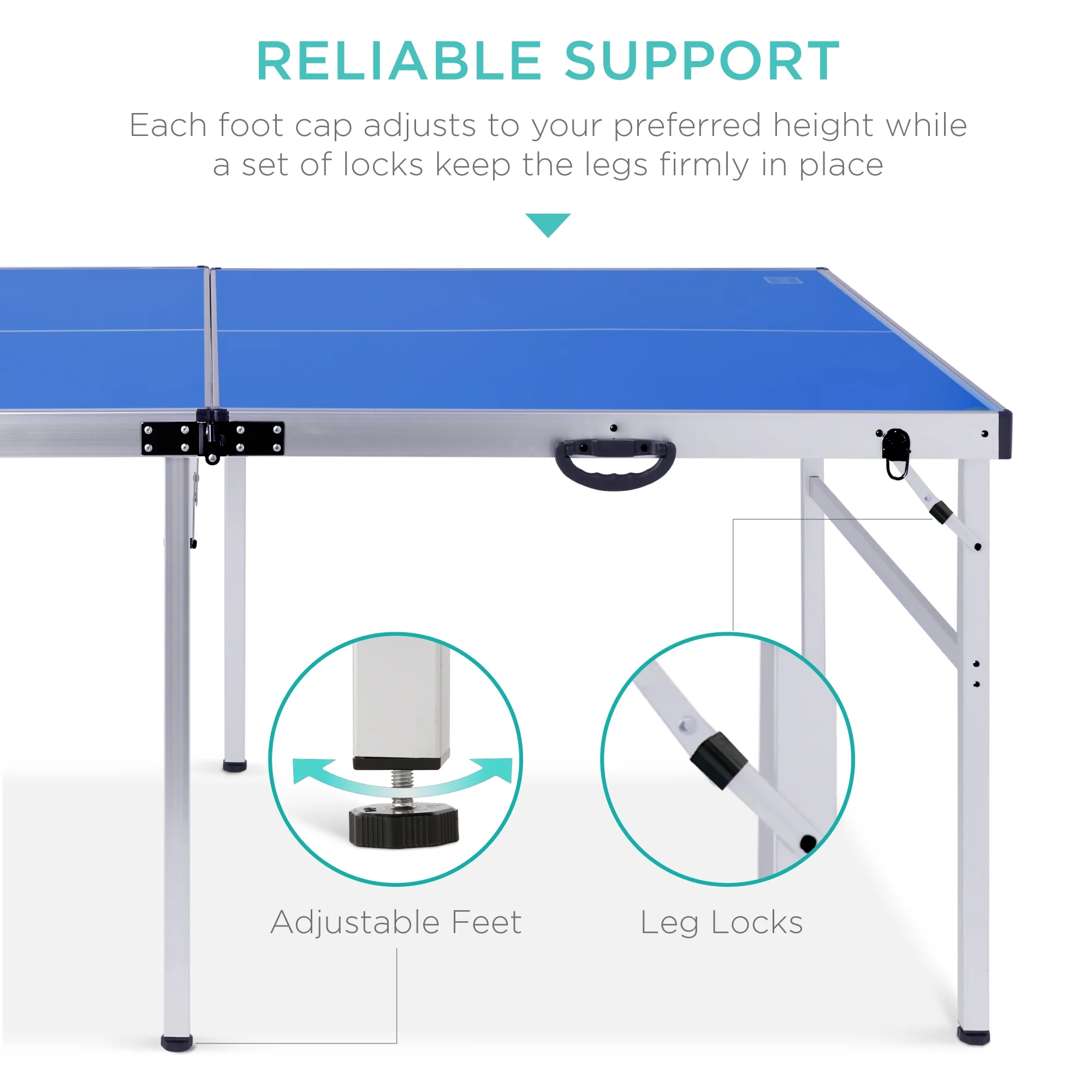 Best Choice Products 6x3ft Portable Ping Pong Table Game Set, Folding Table Tennis w/ 2 Paddles, Balls - Blue - Image 10