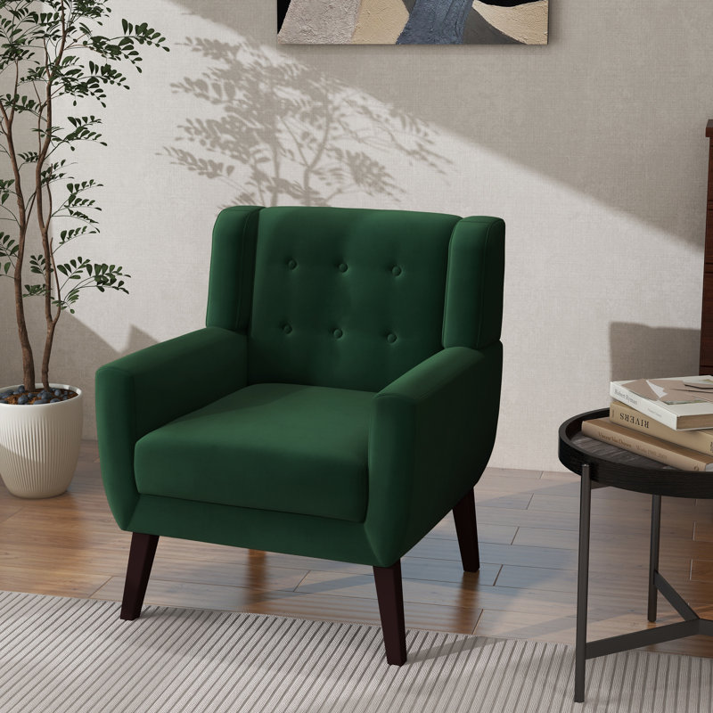 WAYFAIR George Oliver Jaqueze Retro Green Velvet