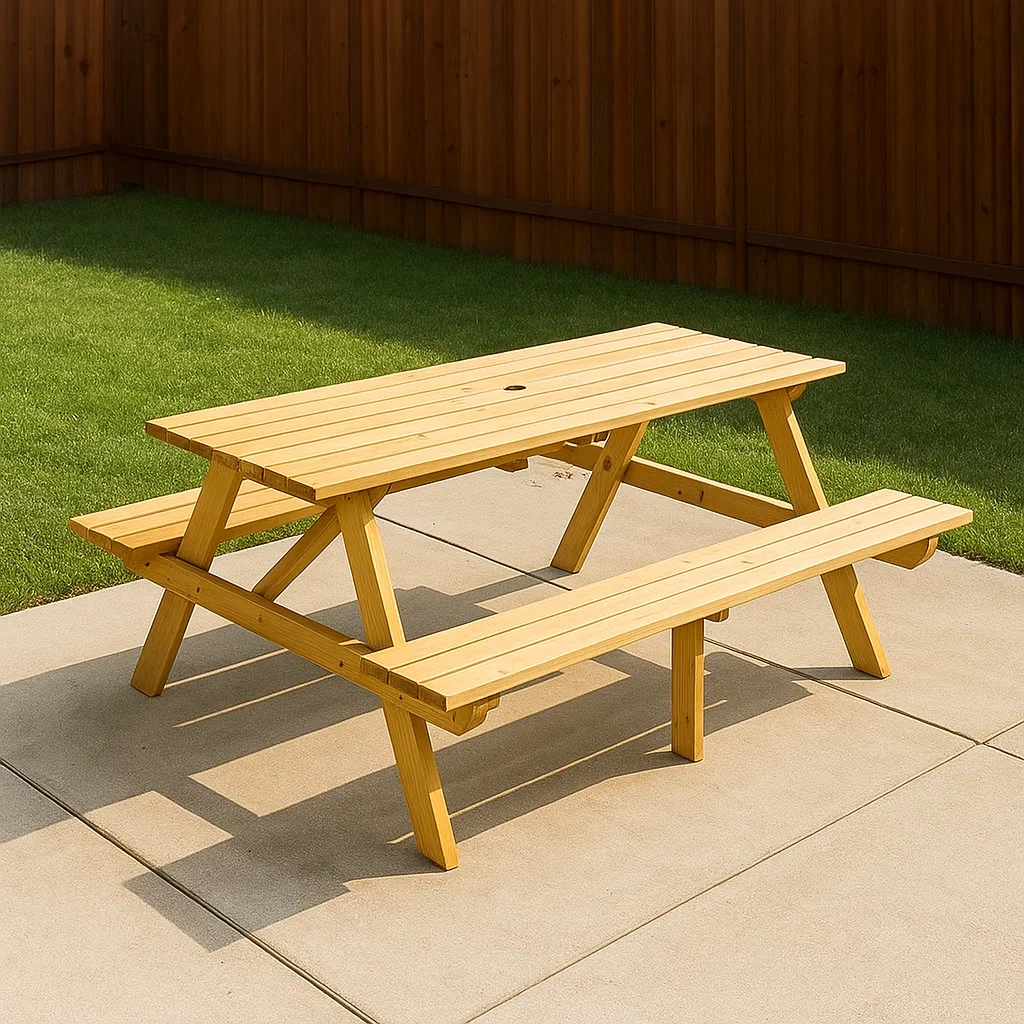 Mesa de picnic,madera clara,madera,apto para jardín,190x127x69 cm