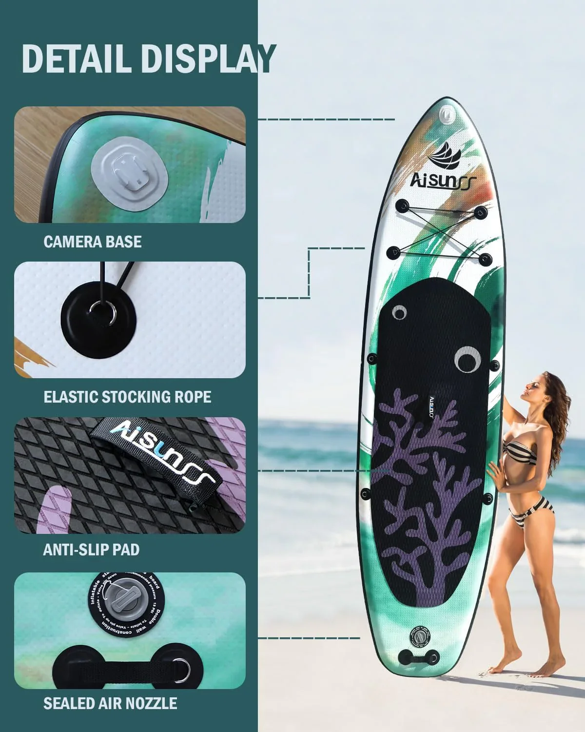 Inflatable wide SUP board with SUP carrying bag hand pump 10L waterproof bag