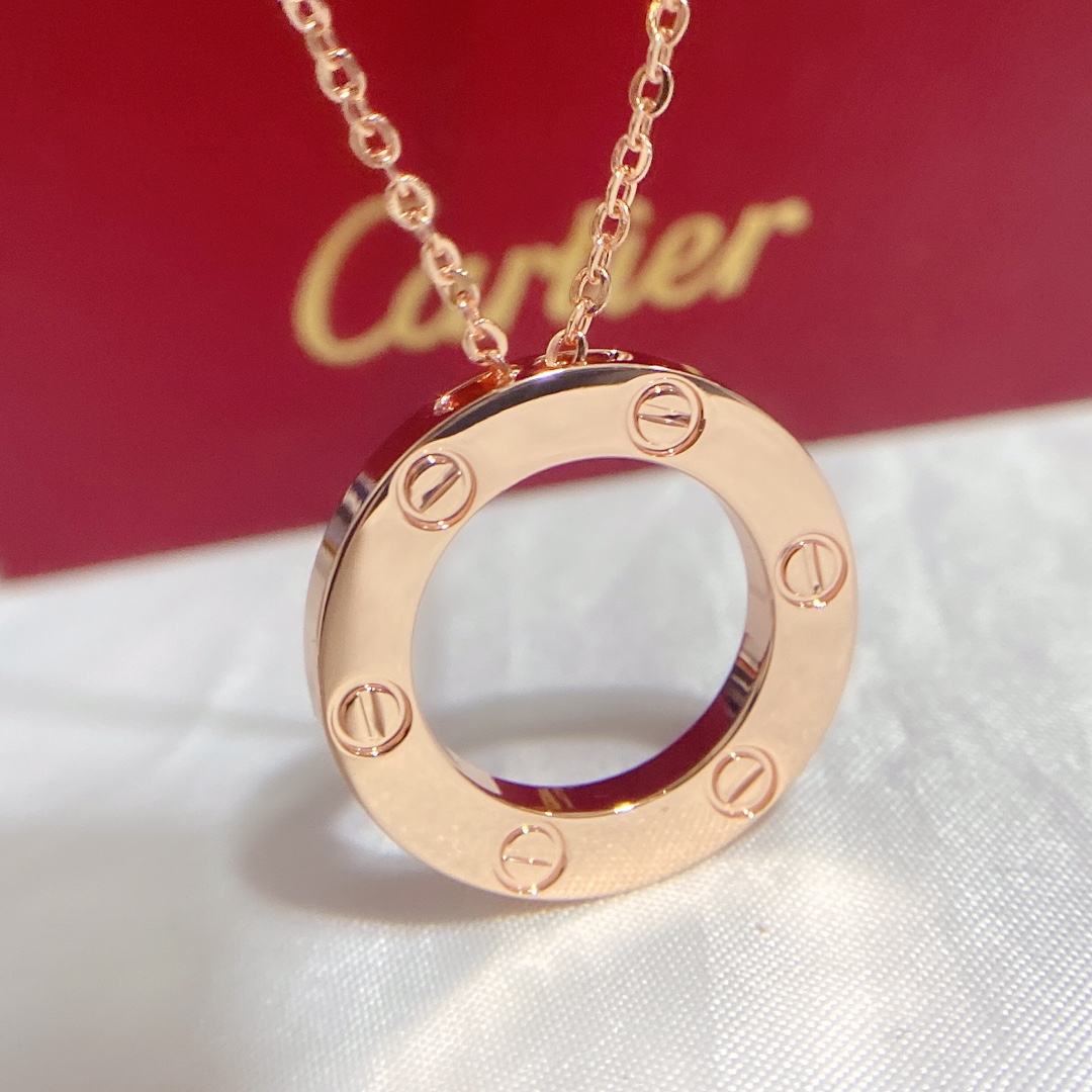 Cartier No Diamond LOVE Pendant Necklace in Pink Gold - Original Replica Club