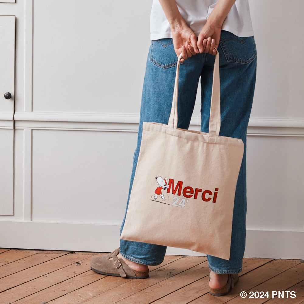 Peanuts x Merci - Tote Bag en Coton Merci 24' - Ecru