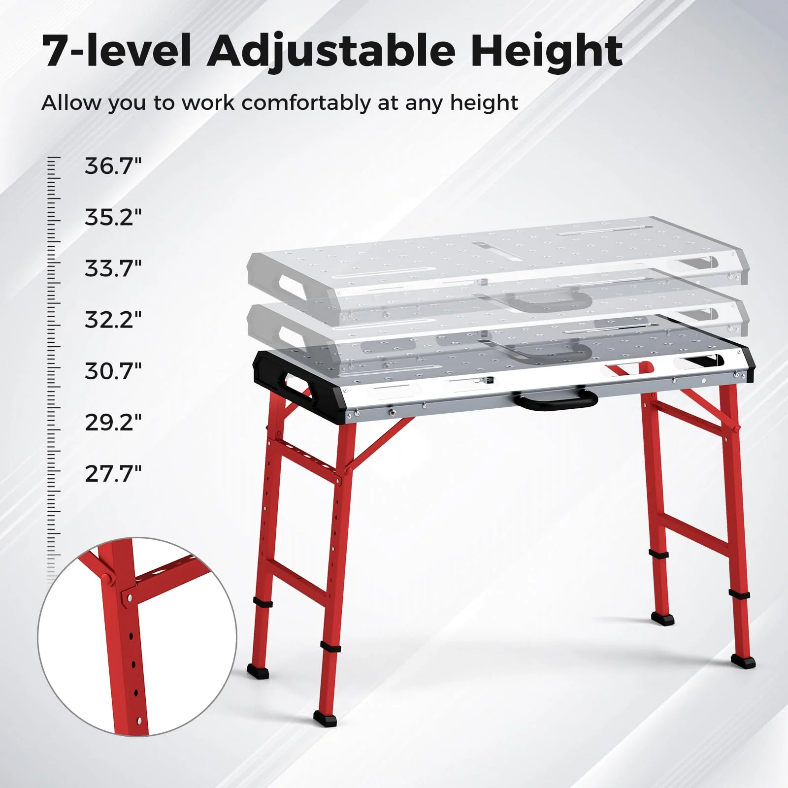 Eletriclife 42 Inches x 21 Inches Welding Table with Adjustable Height and 2 Bar Clamps