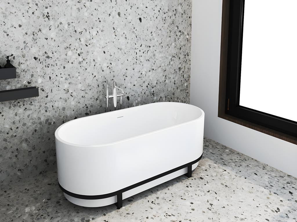 Bañera exenta ovalada con acabados de Joliven- 230 L- 160 x 75 x 60 cm- - Acrílico- PLECO