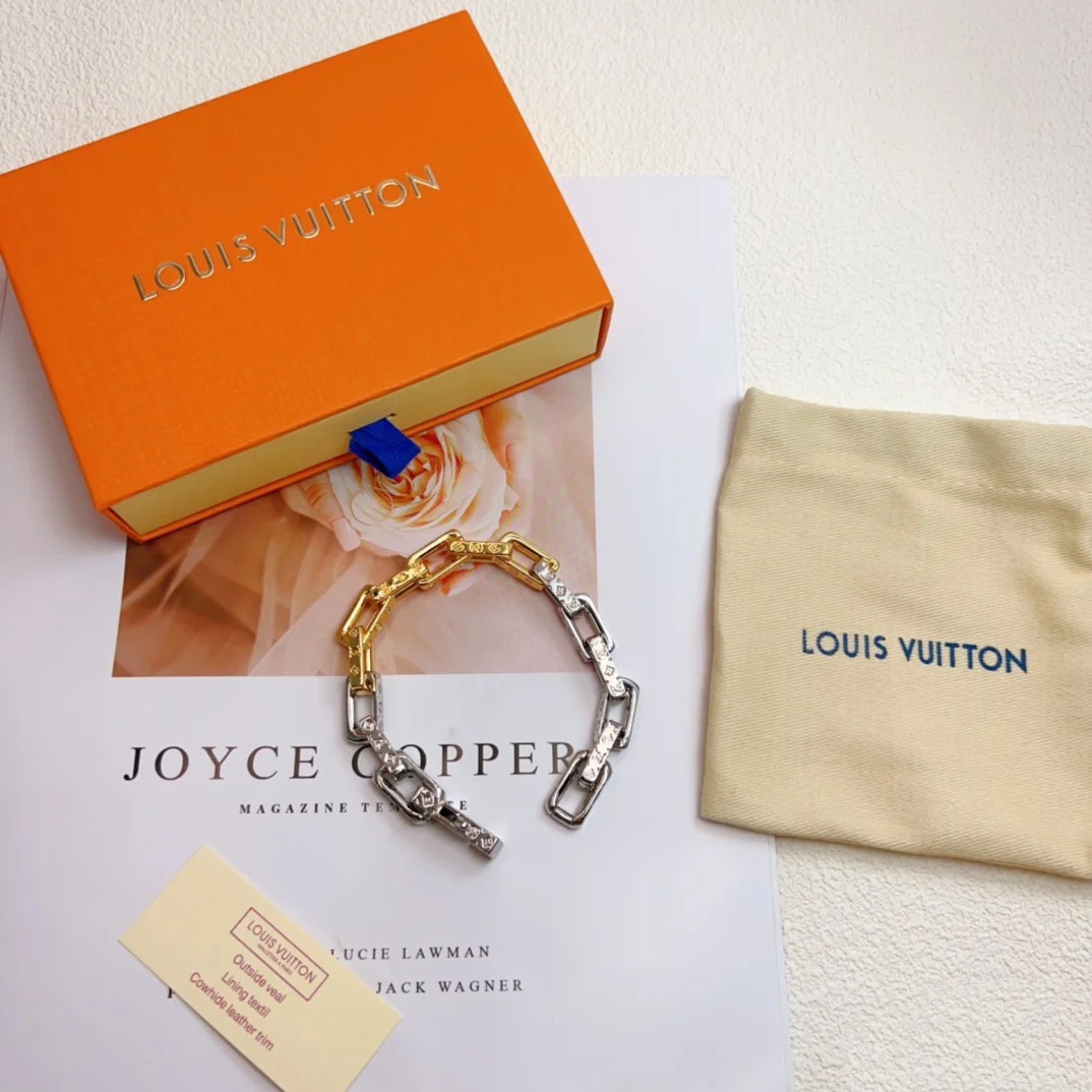 Louis Vuitton Silver Gold Mixed Color Chunky Bracelet - Original Replica Club