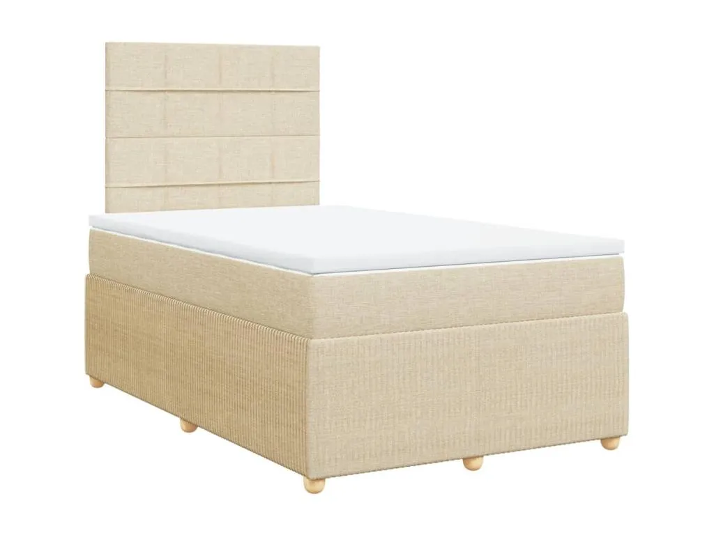 Cama box spring con colchón tela color crema 120x190 cm qui3522099