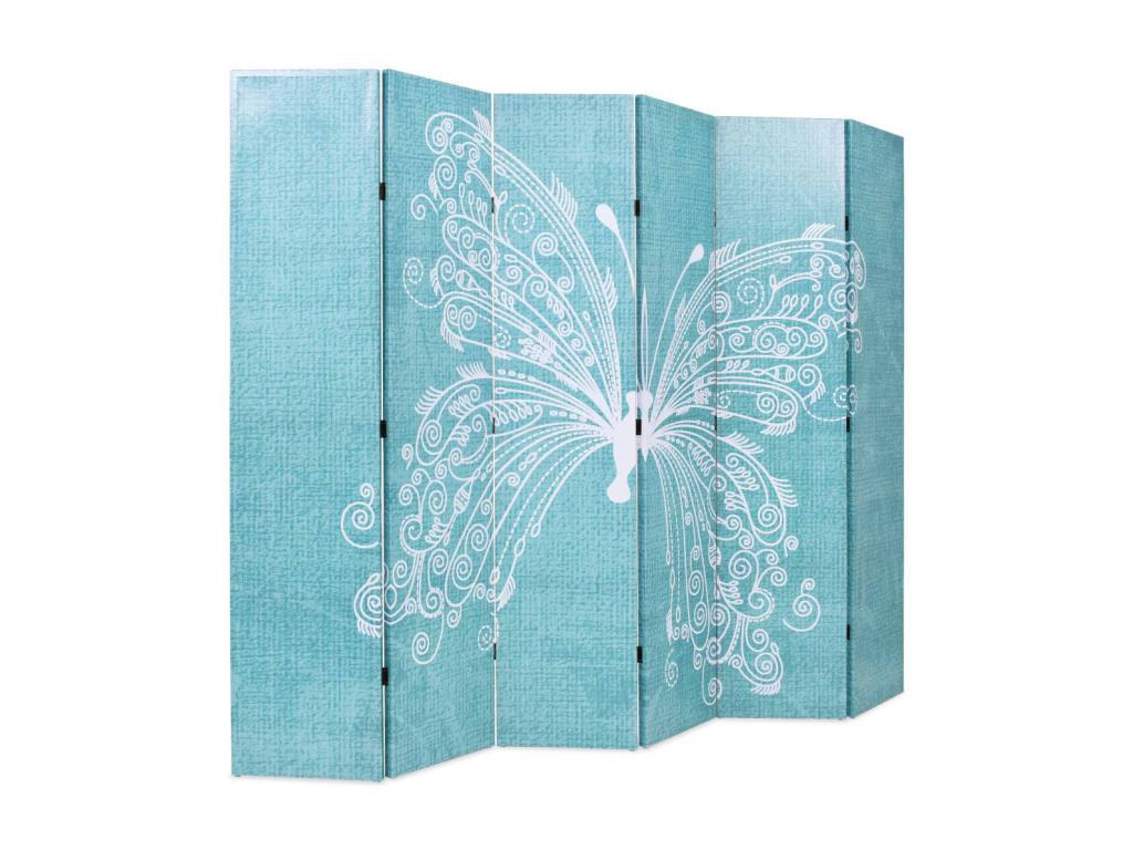 Biombo divisor plegable 228x170 cm mariposa azul