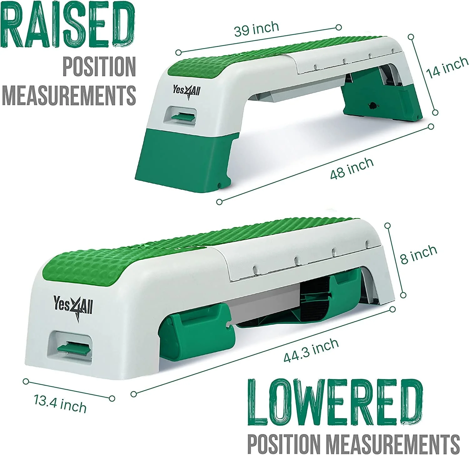 Yes4All Multifunctional Fitness Aerobic Step Platform and Aerobic Deck, Green and White - Image 5