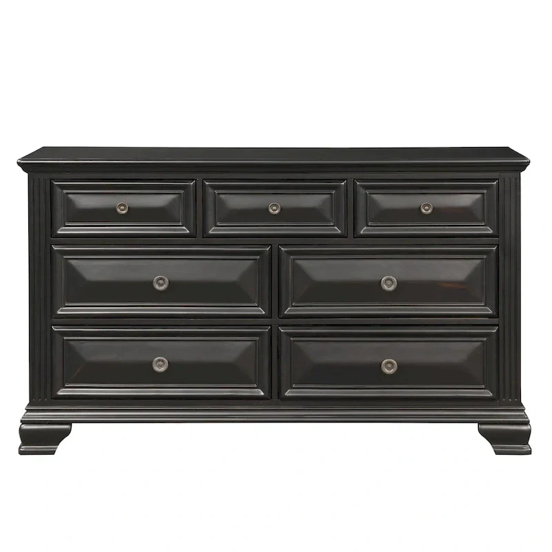 Roundhill Furniture Renova Vintage Black Wooden Bedroom Collection