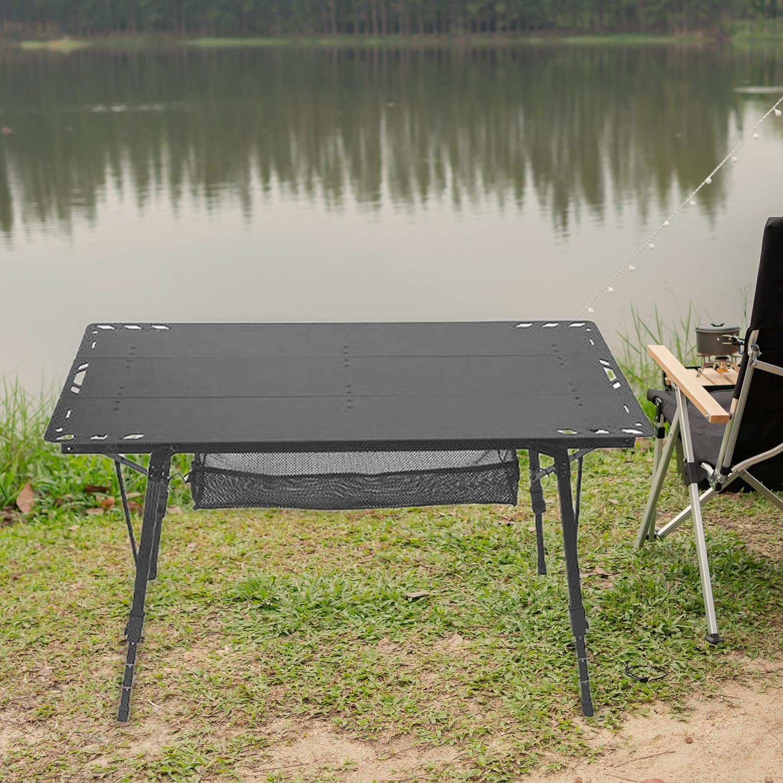 Miulika Folding Camping Table, Aluminum Alloy And PP, 103cm x 55cm, Adjustable Height 45cm-67cm - Black - Image 9 Miulika Folding Camping Table, Aluminum Alloy And PP, 103cm x 55cm, Adjustable Height 45cm-67cm - Black - Image 9