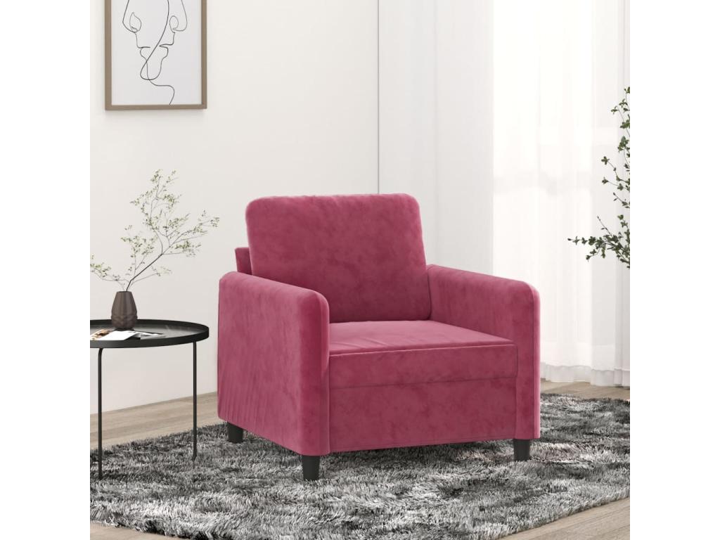 Sillón de terciopelo rojo tinto 60 cm
