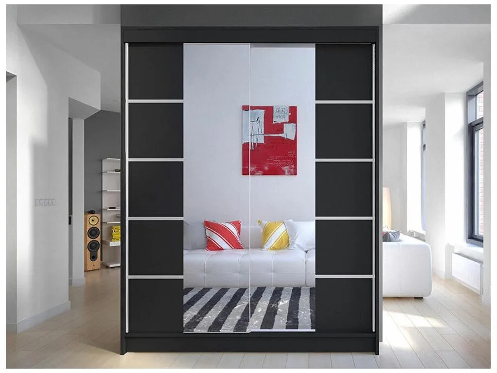 Armario Jmmhogar 146 Negro 200x150x58cm Puertas de armario - Correderas