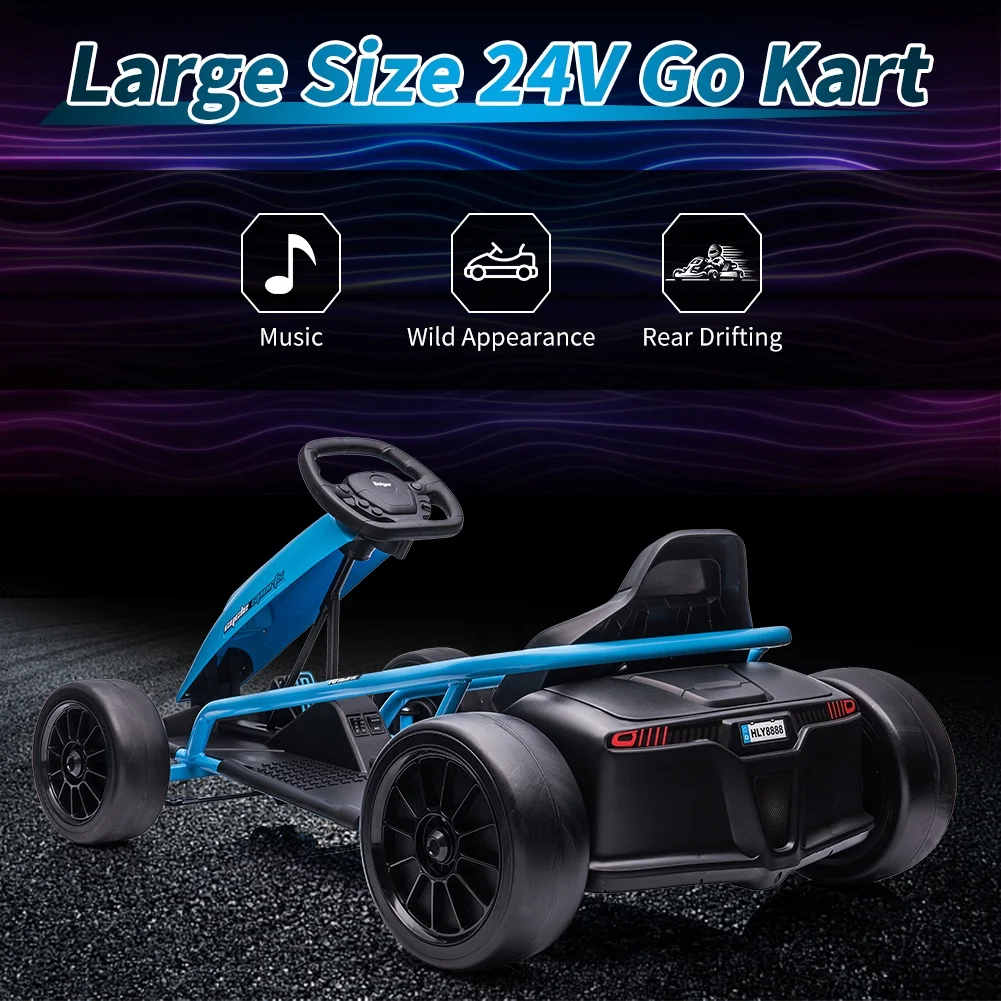 Kojooin Go Kart for Kids,24V Battery 300WX2 Motors Pedal On Foot Go Cart,8MPH High Speed Drifting Car with Slow Start Function,Rose red - Image 19