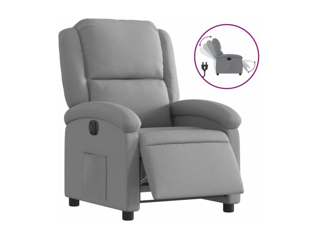 Sillón reclinable eléctrico tela gris claro