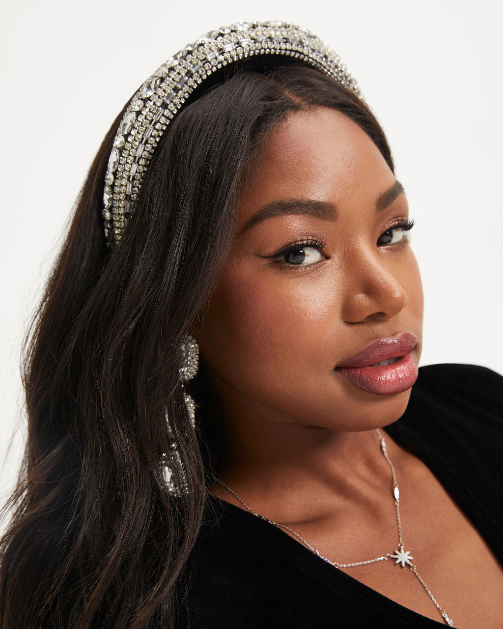 Shashi - Tiffany Embellished Puff Headband - Black - Se7enfashion