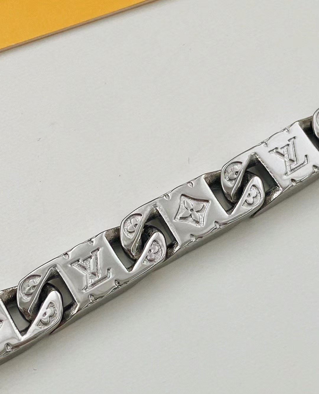 Louis Vuitton Silver Monogram Mens Bracelet - Original Replica Club