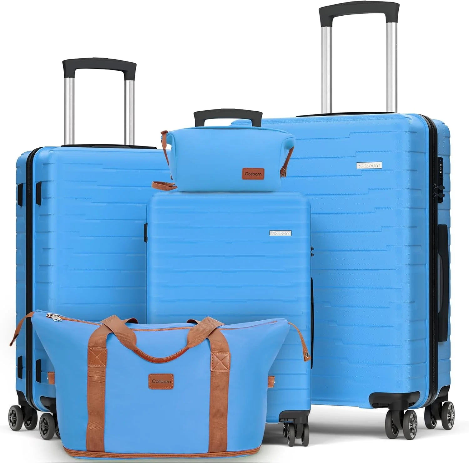 5-piece luggage set with wheels, ABS hardshell suitcase with spinner wheels