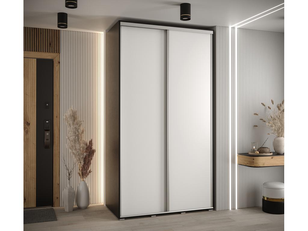 ARMARIO DAVOS 1 DE PUERTAS CORREDERAS 235,2/140/60 2 puertas (Negro/Blanco/Plata)