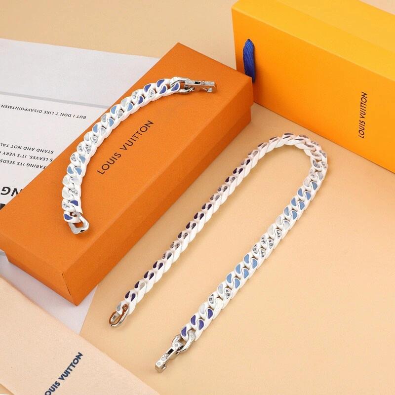 Louis Vuitton Blue Sky and White Clouds Monogram Bracelet Necklace - Original Replica Club