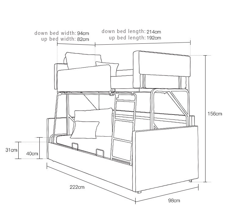 Folding sofa bunk bed