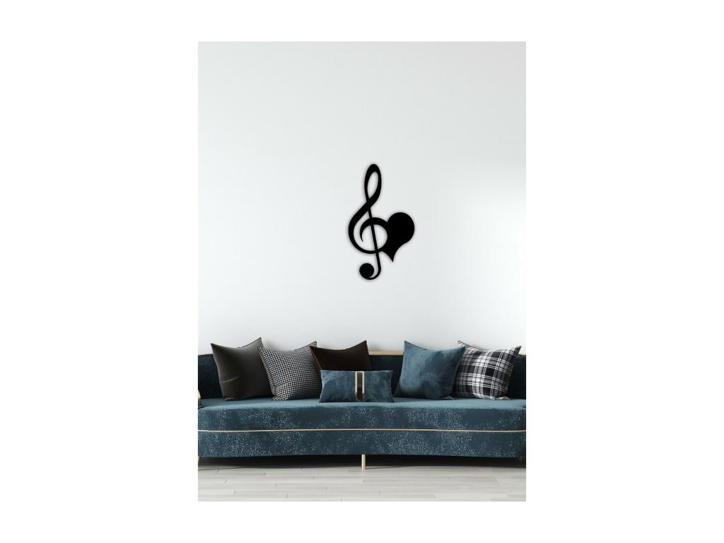 Decoración de Metal Clave de Violín 11, Negro, 35x1,5x60 cm, Mubdelu