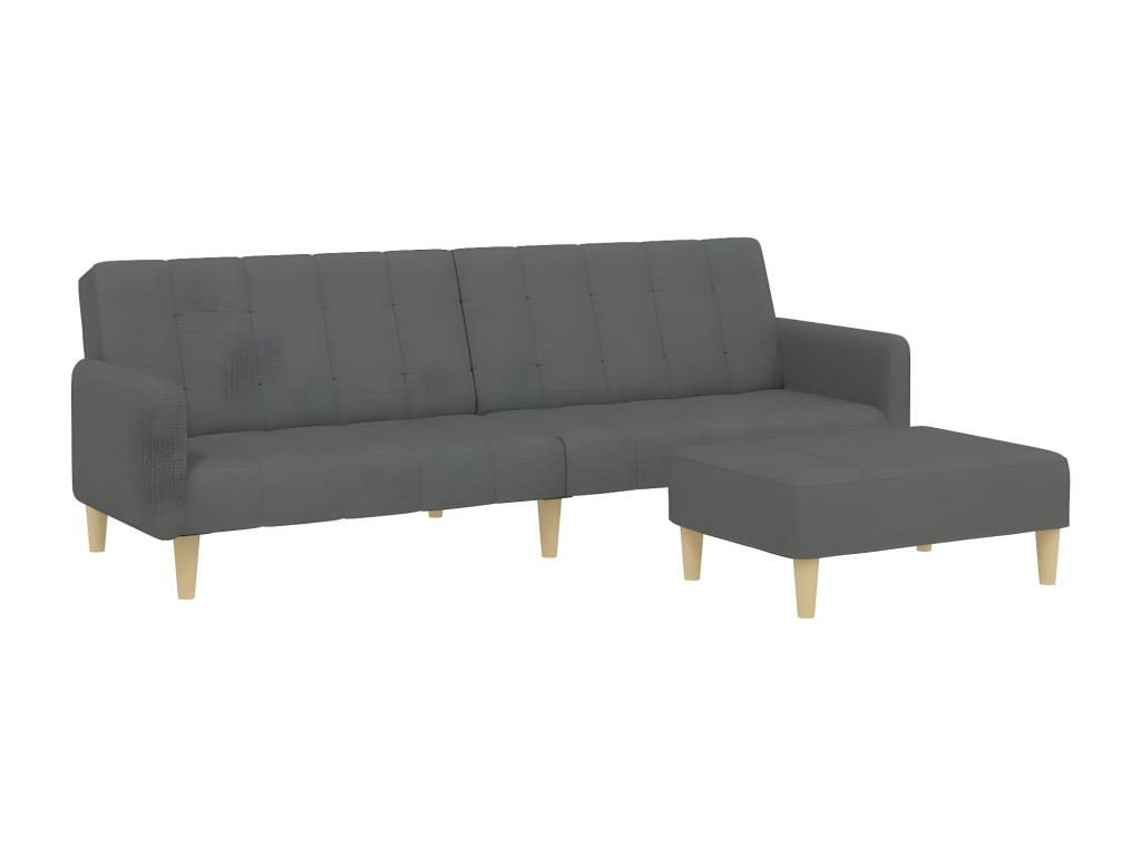 Sofá cama de 2 plazas con taburete tela gris oscuro