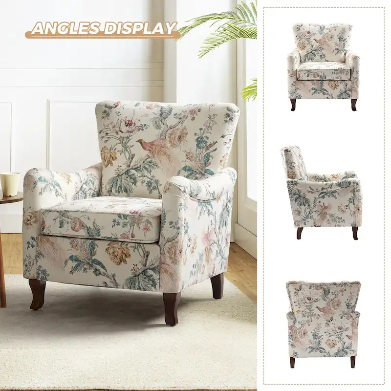 HULALA HOME Samouel Contemporary Floral Wingback Armchair