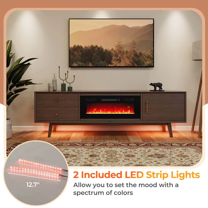 Eletriclife 36 Inches Electric Fireplace Heater Recessed with LED Strip Lights