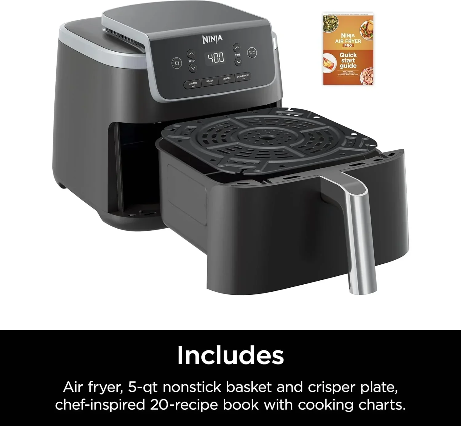 Ninja Air Fryer Pro 5-quart 4-in-1 air fryer that air fries bakes reheats and dehydrates