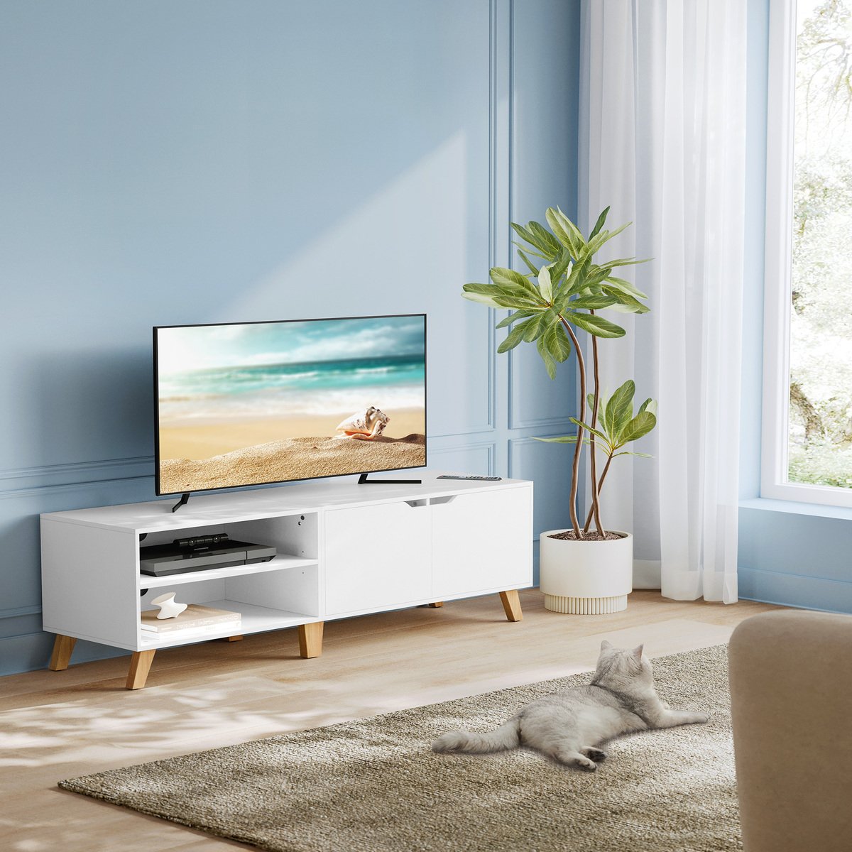 Calicosy - TV-Meubel met 2 deuren - 140 cm - Wit