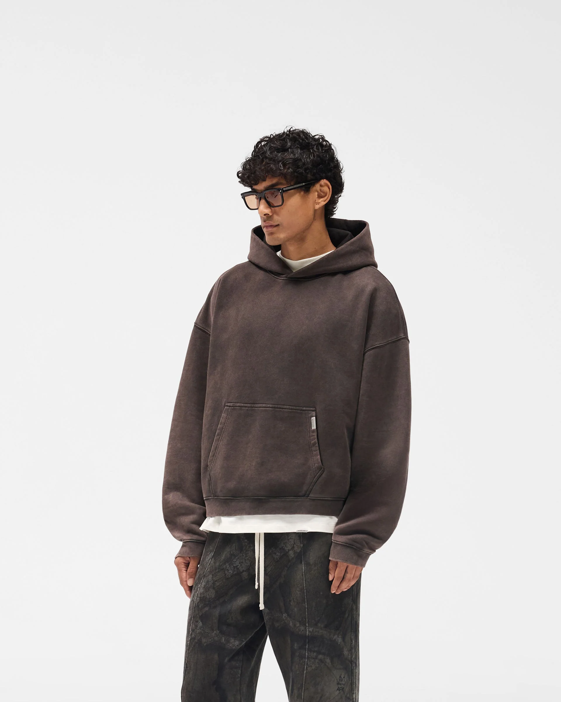 Initial Boxy Hoodie - Coffee