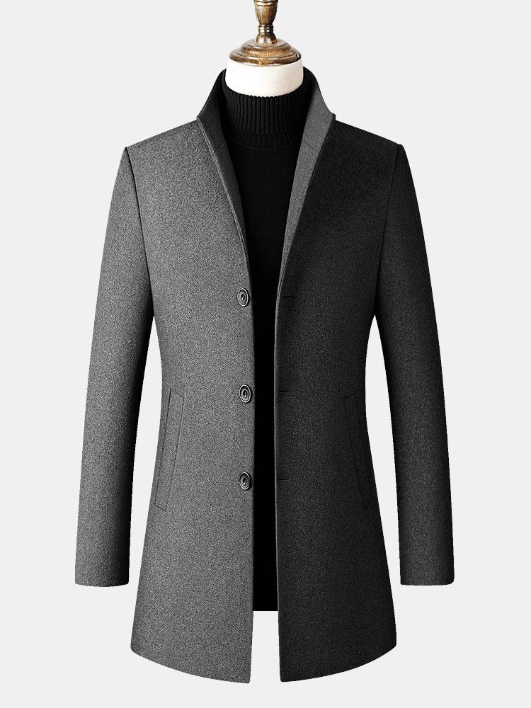Funnel Neck Woolen Overcoat