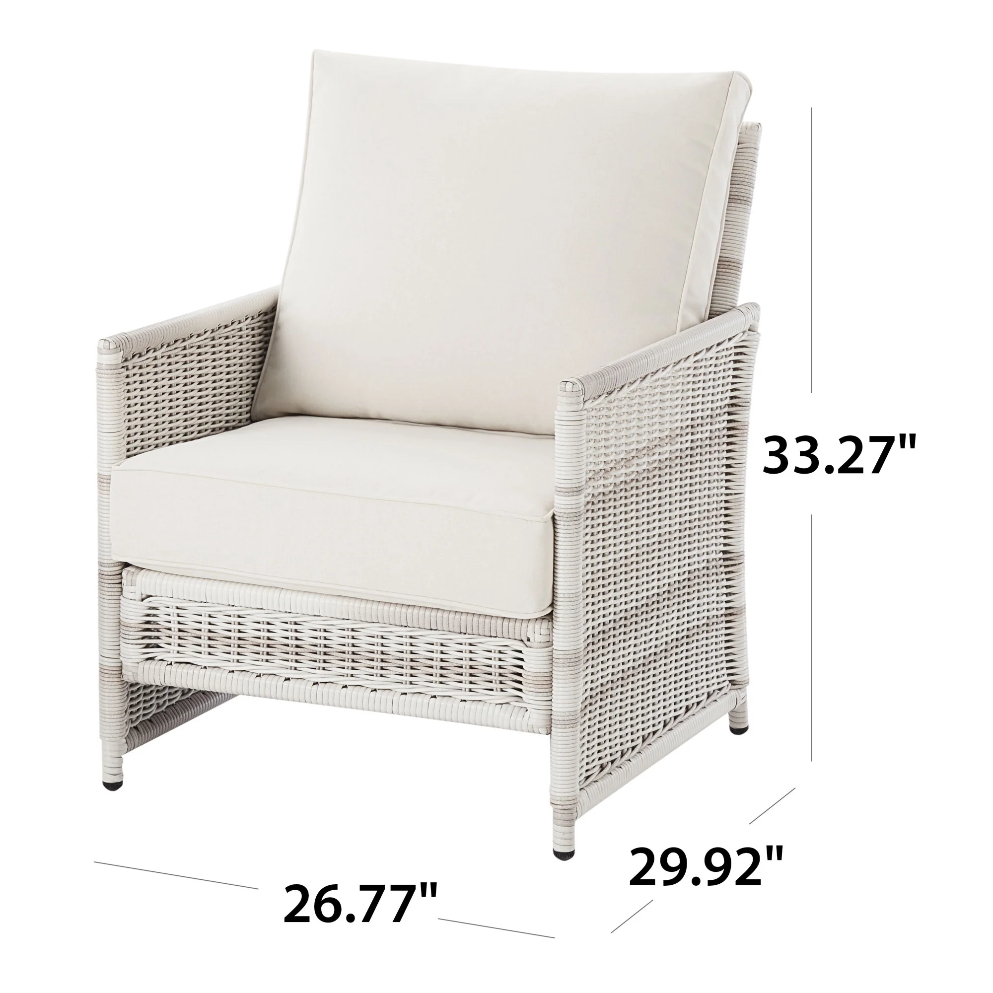 Better Homes & Gardens Paige Outdoor Wicker Stationary Lounge Chairs, Set of 2, White - Image 9