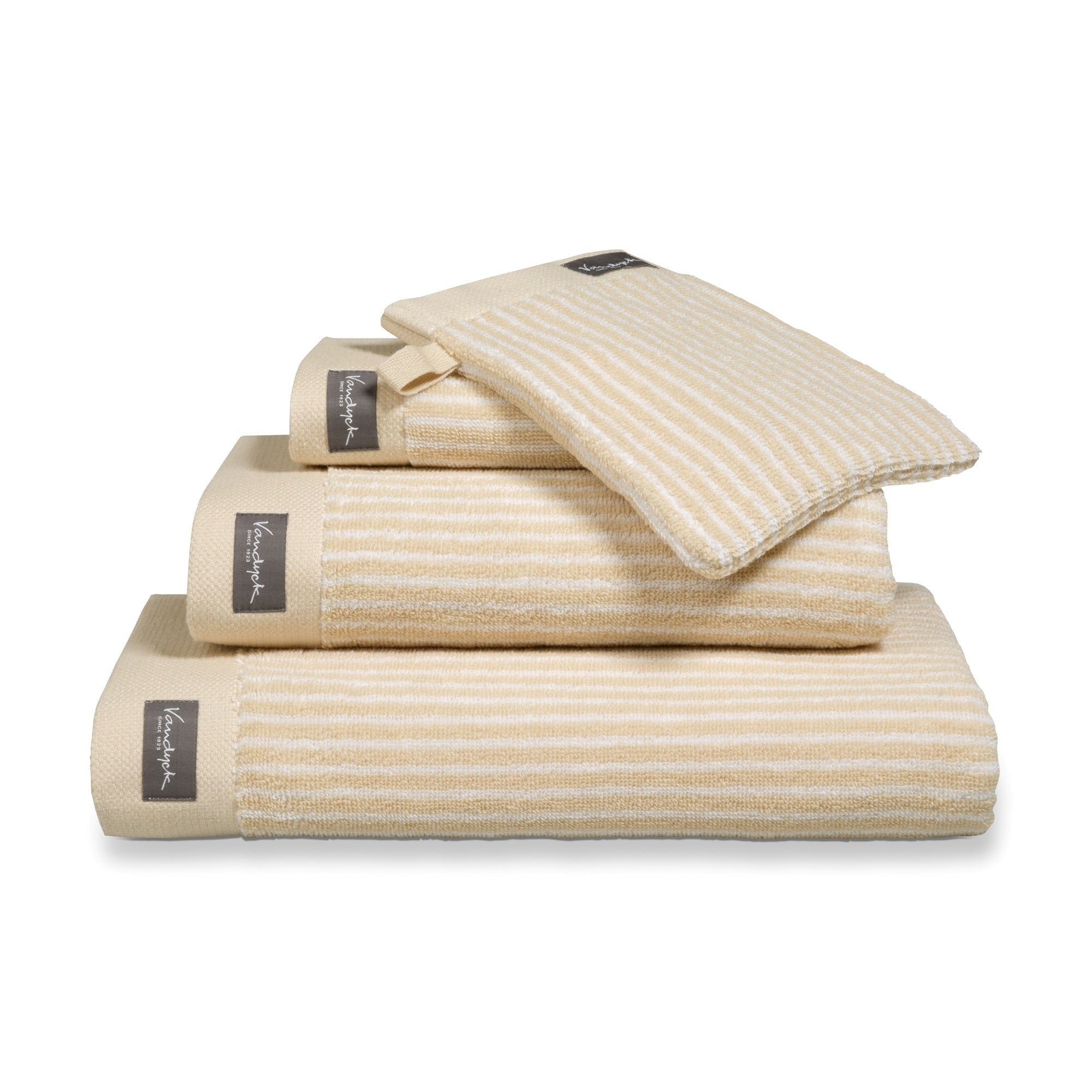 Gastendoek Home Petit Ligne Bleached Sand   Beige   Geel   Katoen