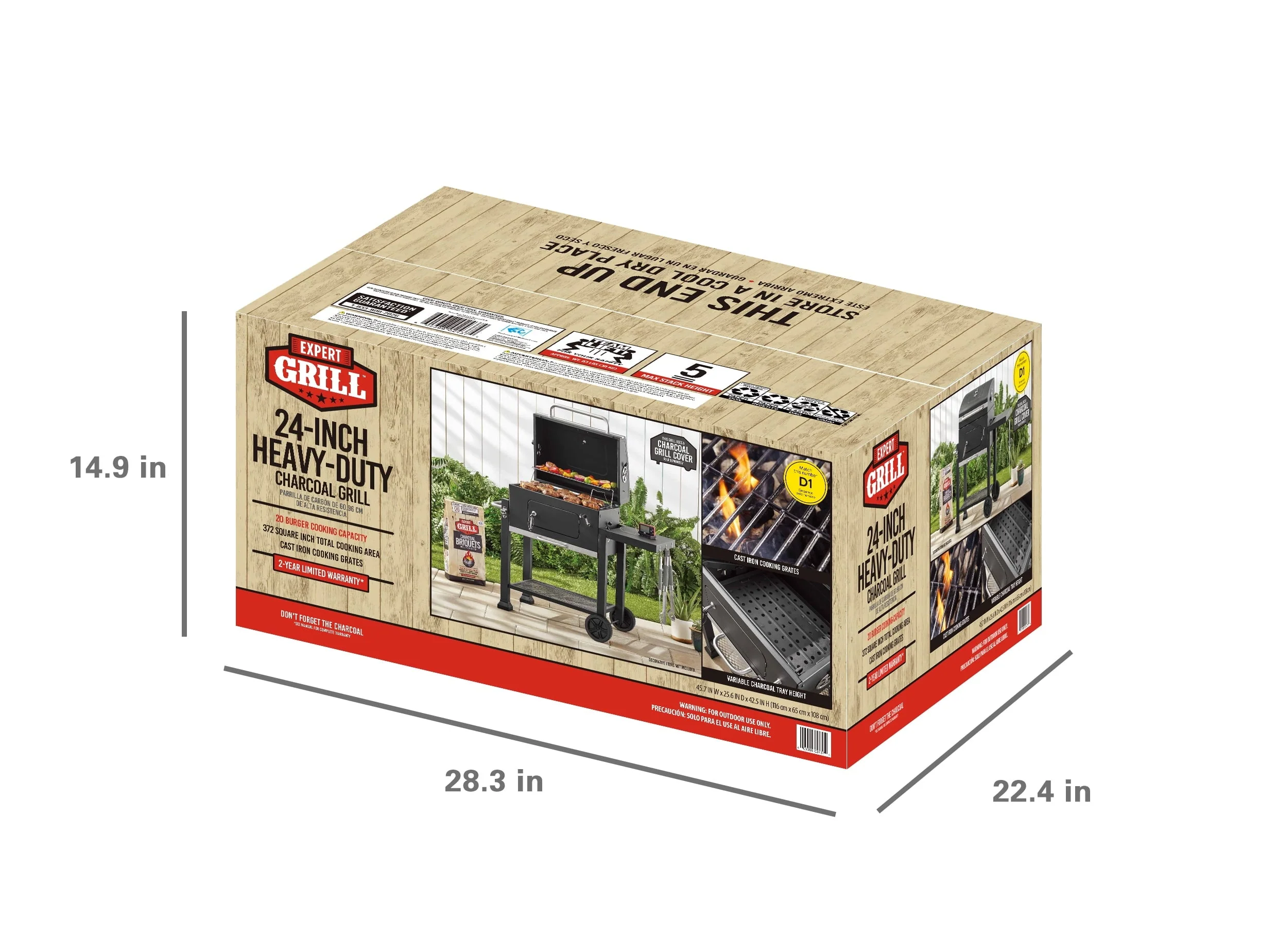Expert Grill Heavy Duty 24-Inch Charcoal Grill, Black - Image 11