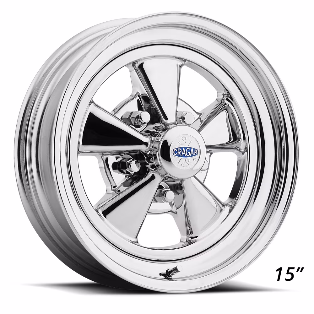 15x8 Cragar 61C S/S Chrome Plated Two - Piece Composite Wheel 5x4.75 ( - 6mm)