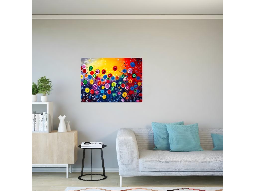 Impresión sobre Lienzo Flores 14, Multicolor, 100x3x70 cm, Laocacasas