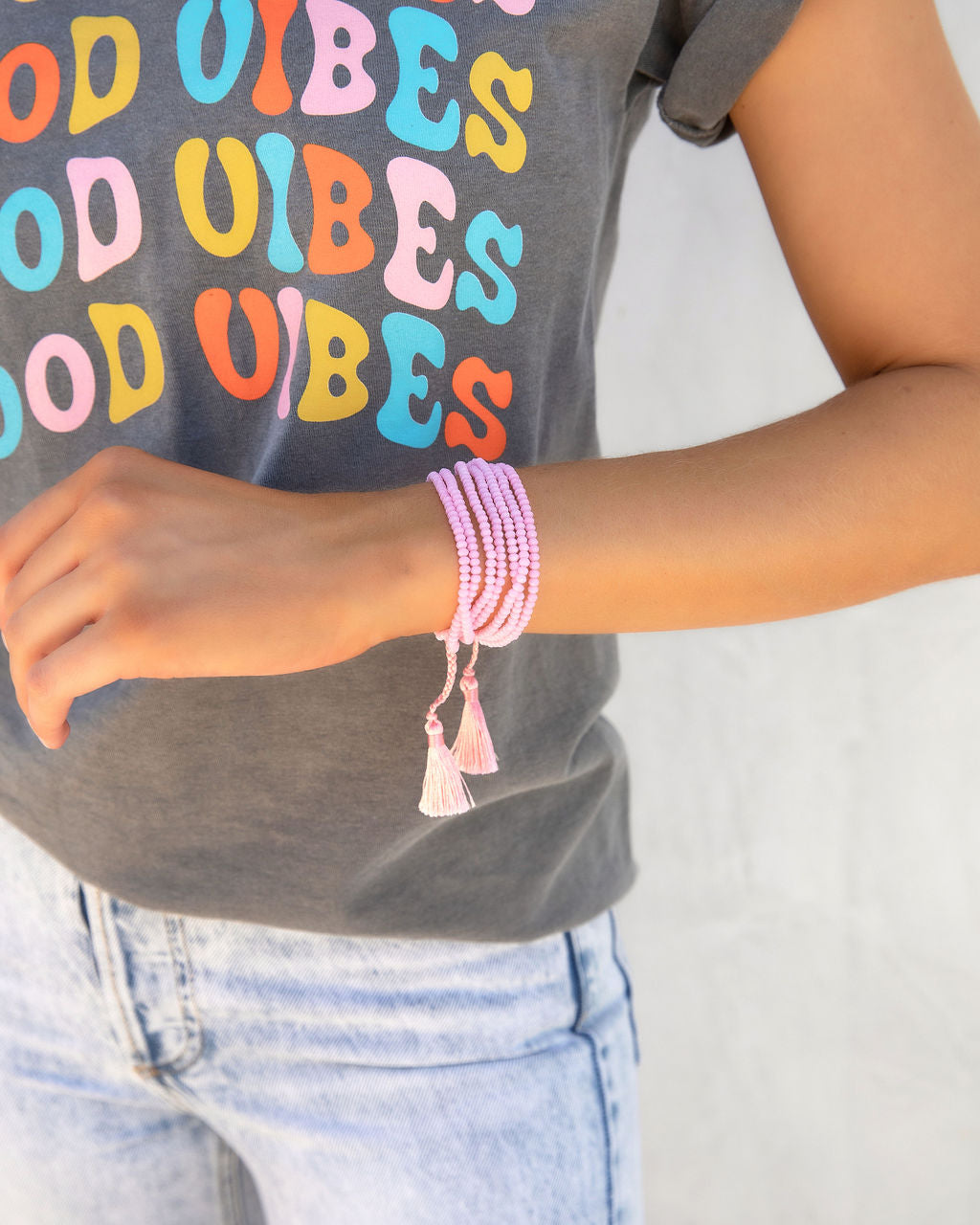 Karma Fringe Stack Bracelet - Pink - FINAL SALE - Se7enfashion