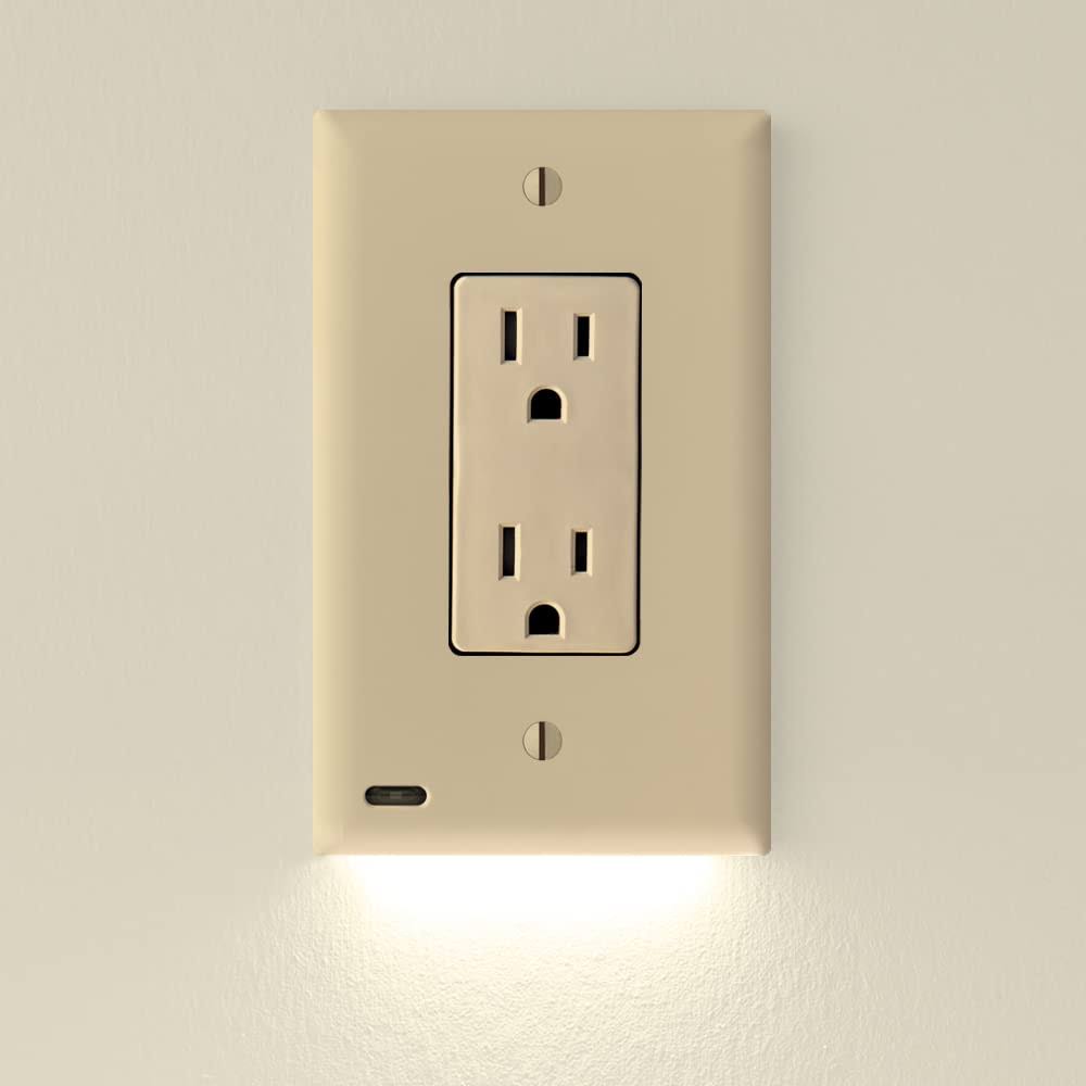 1 Pack, SnapPower GuideLight 2 for Outlets [New Version - LED Light Bar] - Night(Ivory)