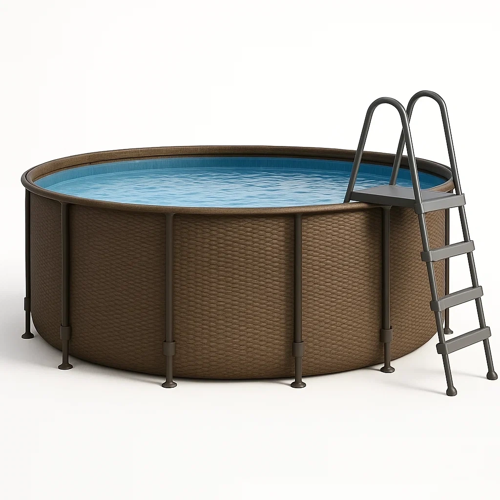 Piscina tubular redonda desmontable acero 448x105 cm color marrón con filtro y escalera AsbQfia298aw