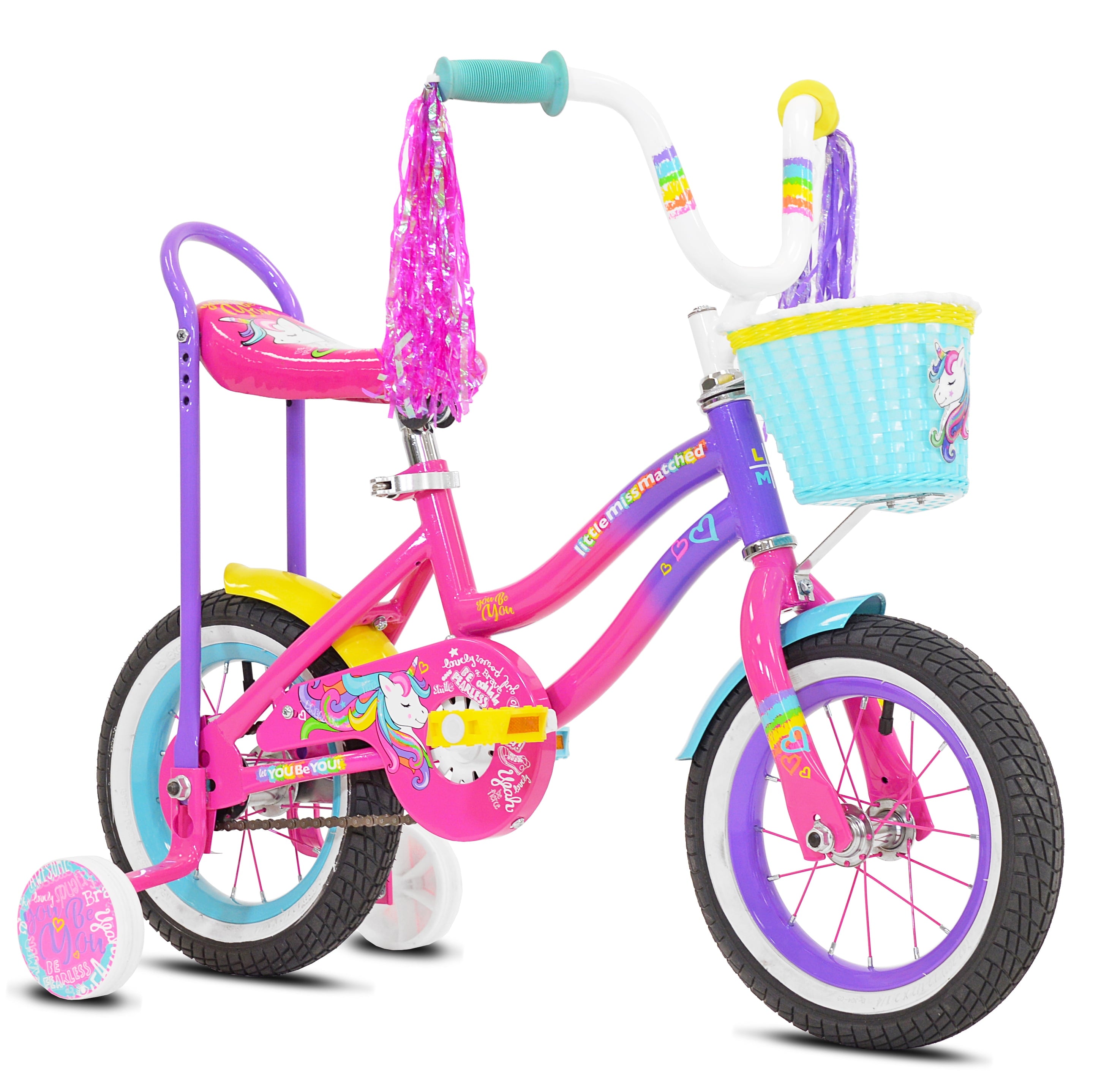 12 in. Girl's Let You Be You Unicorn. Child's Bicycle. Pink and Purple