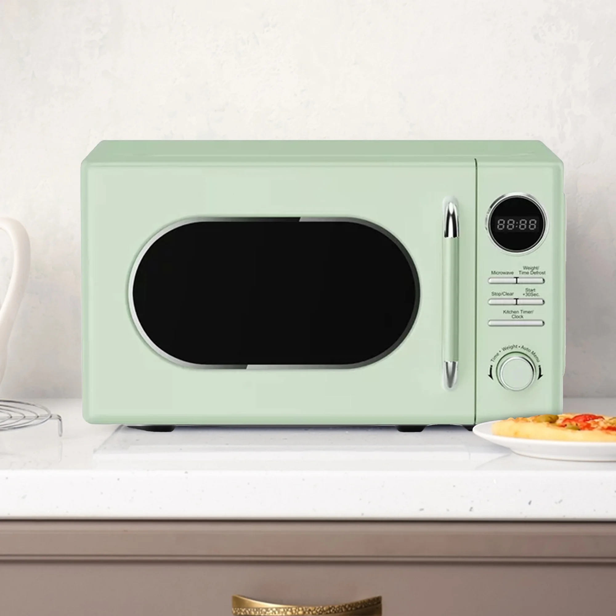 Magic Chef 0.7 Cubic Feet 700W Classic Retro Countertop Microwave, Green - Image 5