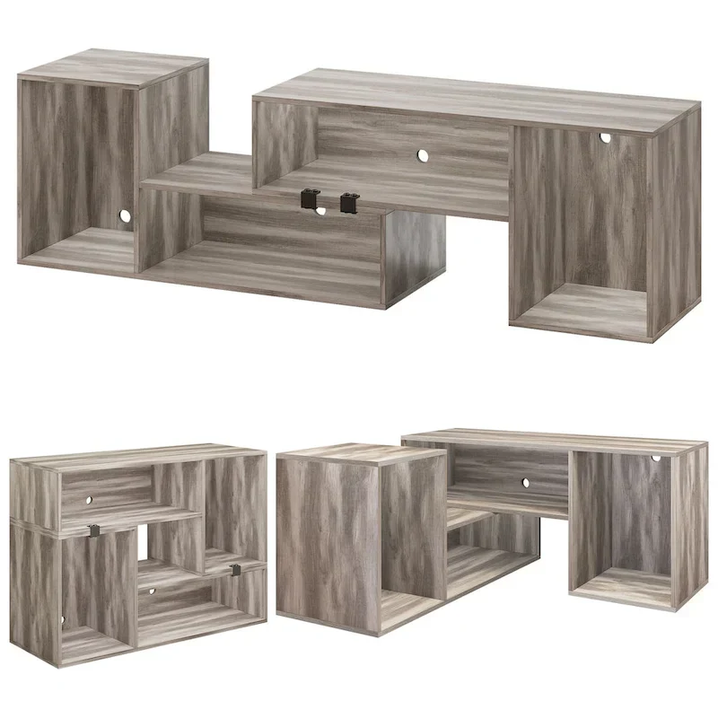 Modern Modular TV Stand with LED Lighting & Open Storage