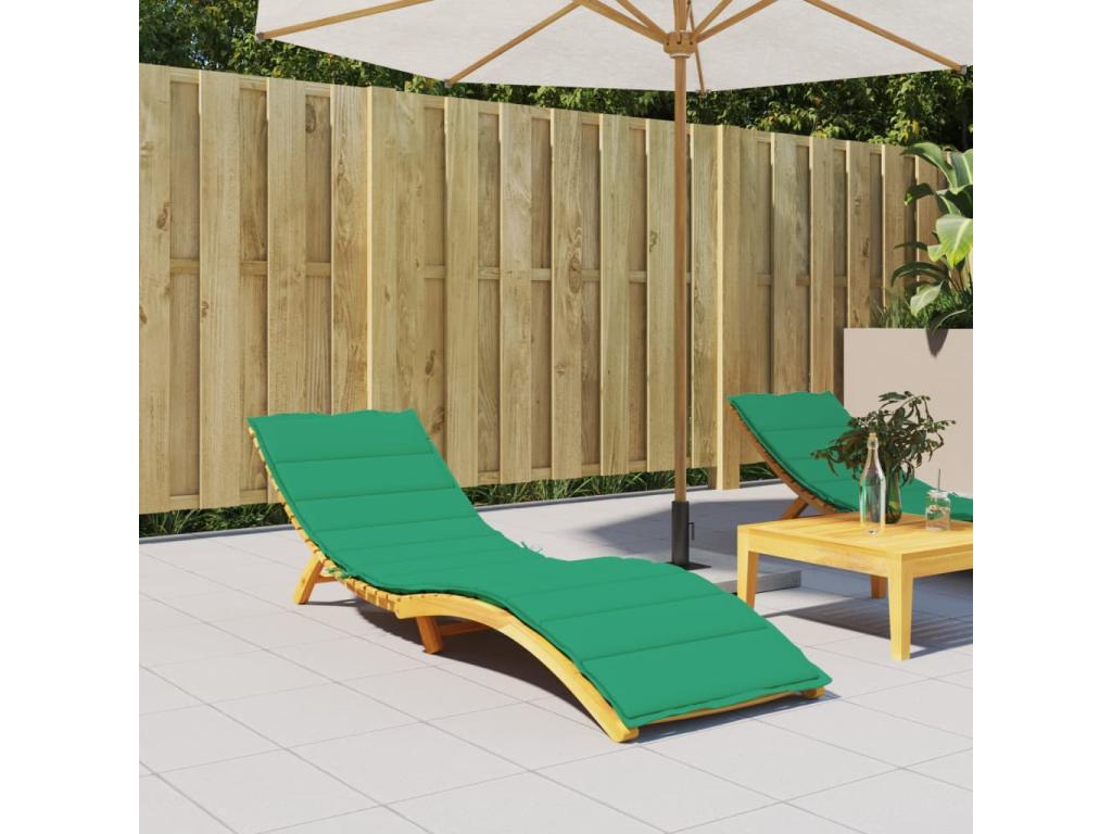 Cojín de tumbona de tela Oxford verde 200x70x3 cm
