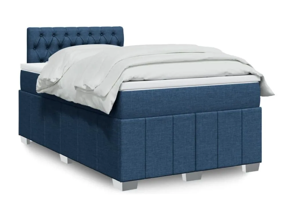 Cama box spring con colchón tela azul 120x190 cm dqt3523151