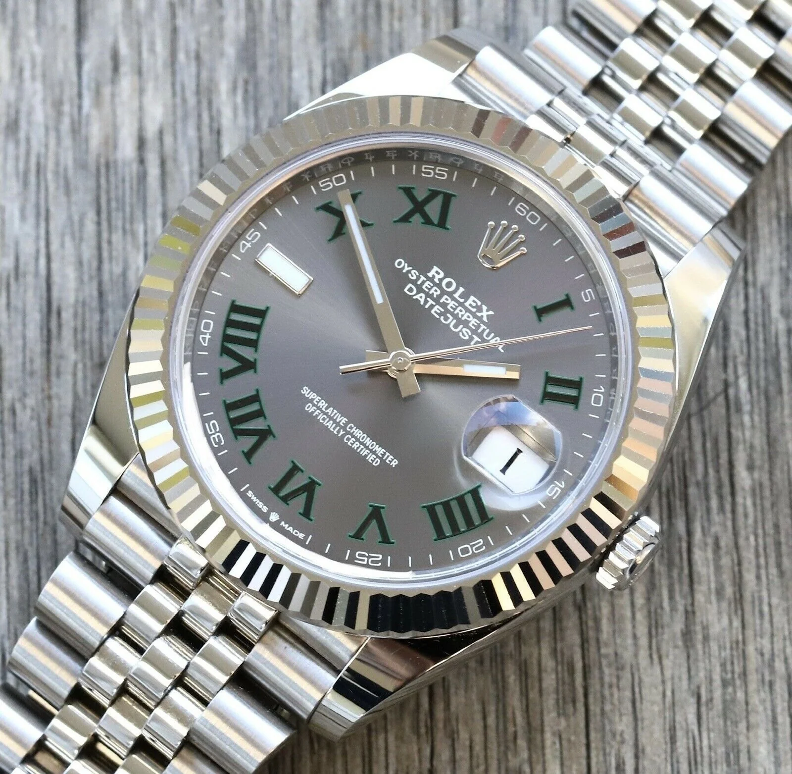 Superclone Rolex Datejust 41mm Rhodium Dial 126334  Wimbledon  Flutted / Jubilee