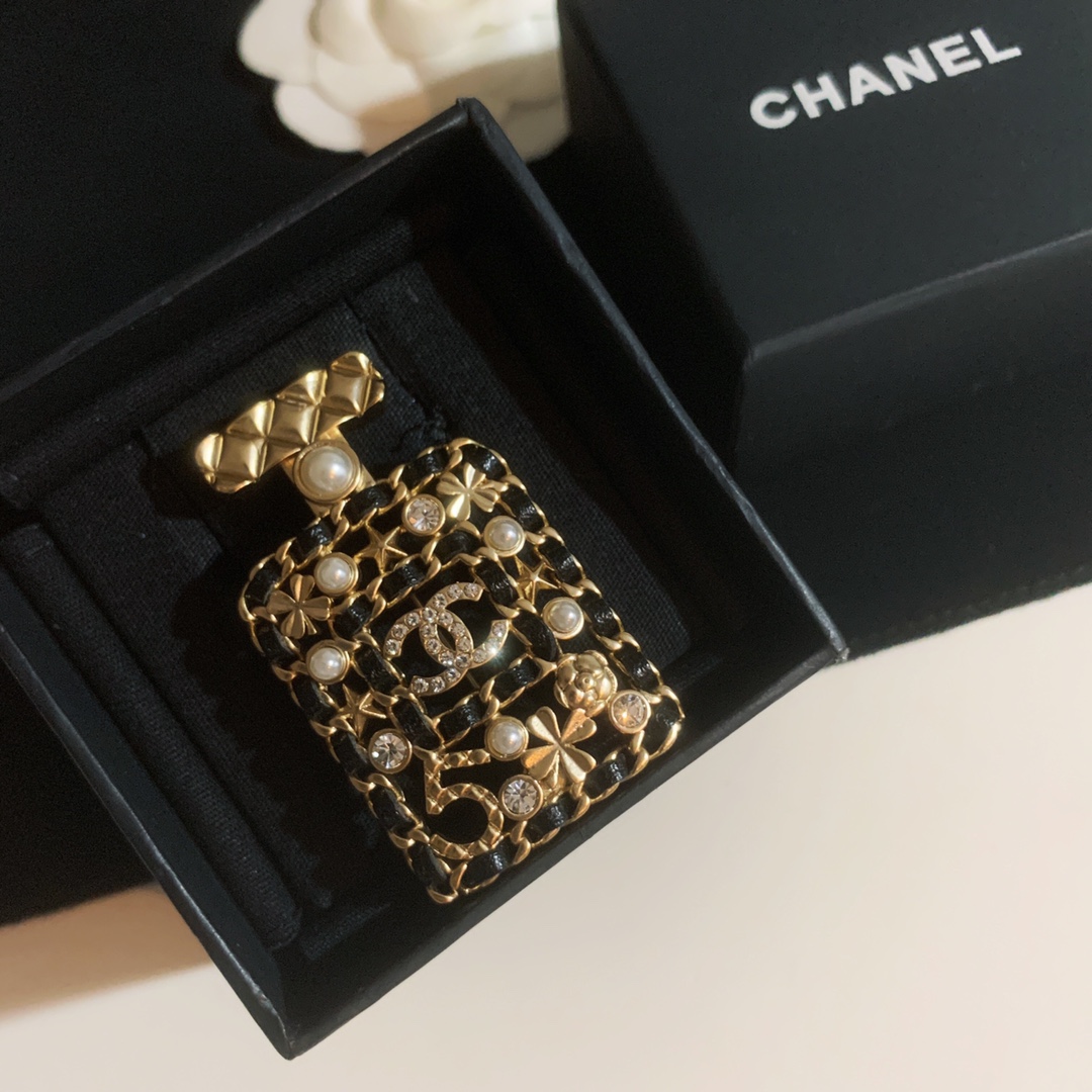 Chanel Leather Wrap Perfume Bottle Brooch - Original Replica Club