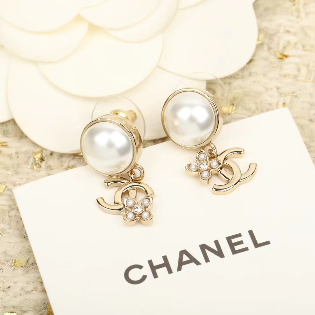 Chanel Pearl Stud Double C Dangle Earring - Original Replica Club